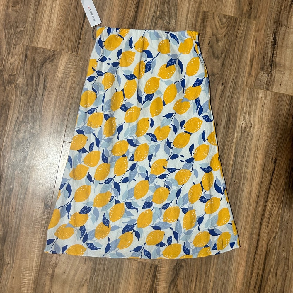 Liz Claiborne Yellow and Blue Lemon Print Skirt - Picture 4 of 5
